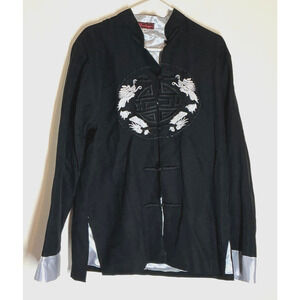 Unisex Black Jacket With Silver Dragon size L